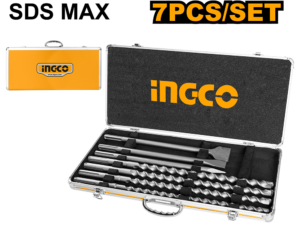 ingco 7pcs sds hammer drill/chisel set