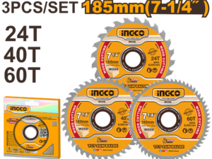 ingco 3pcs 7 1/4" tct saw blades tsb5182153