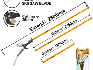 ingco extended pole saw+pruner heps25281